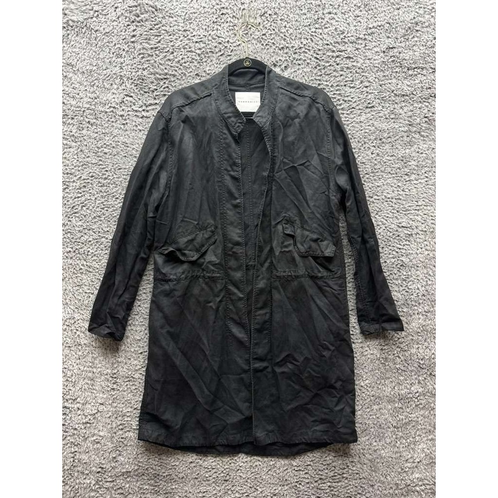 Community Linen-Blend Relaxed Fit Long Sleeve Trench Coat‎ Black Mens Size S